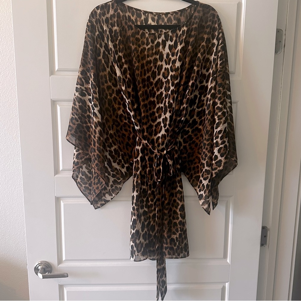Sheer Leopard Tunic with Belt